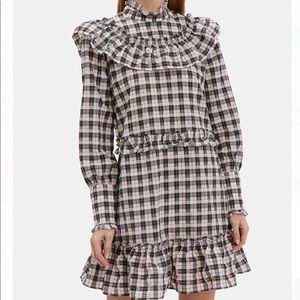 Ganni ruffled gingham dress